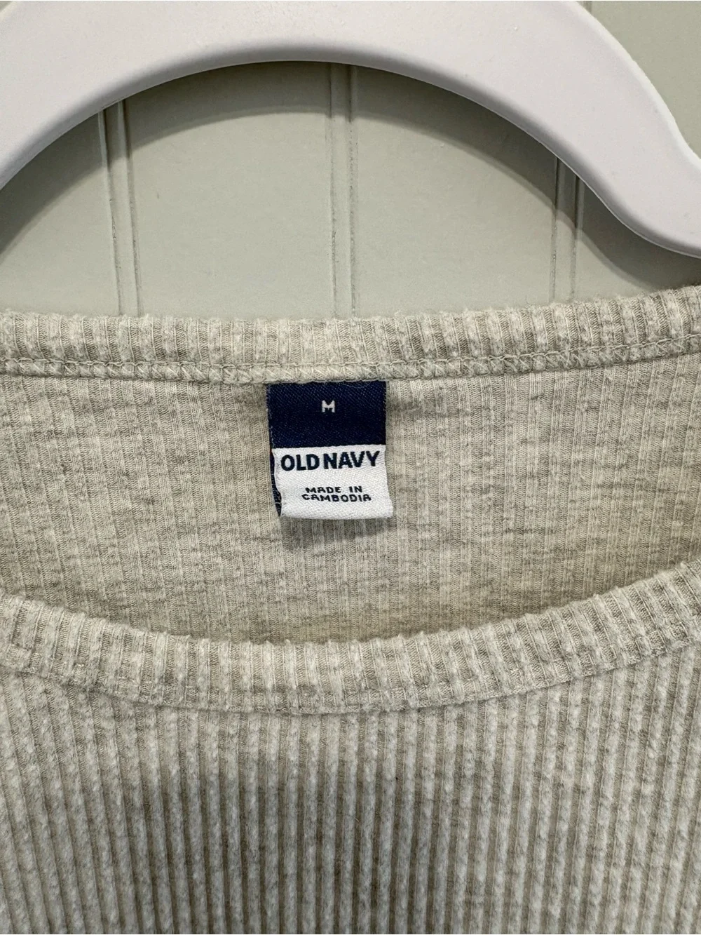 Old Navy Girls' Long Sleeve Ribbed Tee - Heather Light Gray Size M